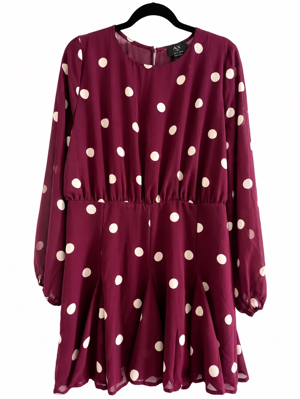 AX Paris Burgundy Polka Dot Long-Sleeve Dress